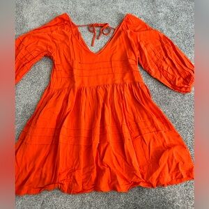 Shinestar Bold Orange V-Neck Dress